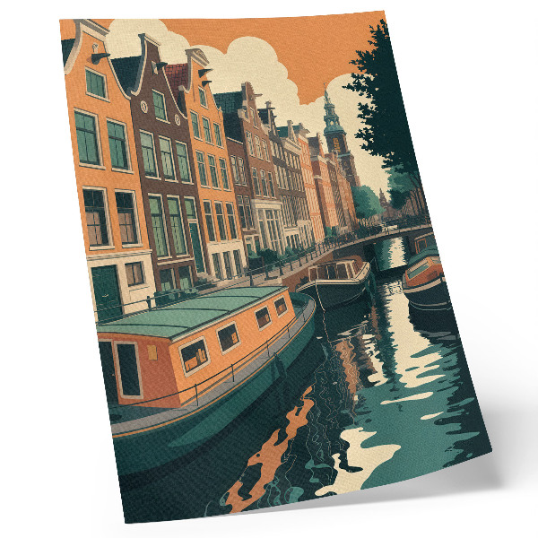 Impression sur toile Les immeubles d'habitation surplombant le canal se reflètent dans l'eau