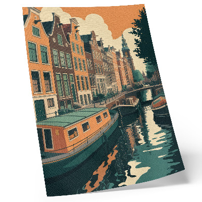 Impression sur toile Les immeubles d'habitation surplombant le canal se reflètent dans l'eau