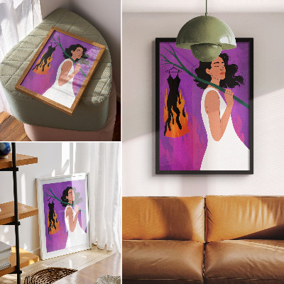 Affiche décorative Harmonie des couleurs, une silhouette en mouvement, une aura extraordinaire