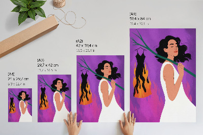 Affiche décorative Harmonie des couleurs, une silhouette en mouvement, une aura extraordinaire