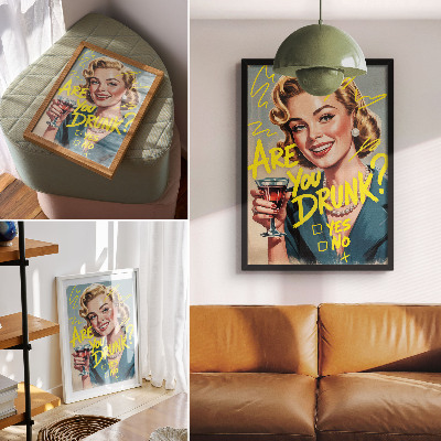 Affiche décorative Femme, texte de BD rétro, couleurs dynamiques