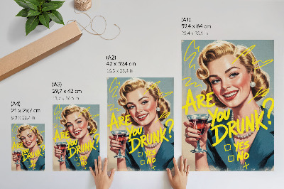 Affiche décorative Femme, texte de BD rétro, couleurs dynamiques