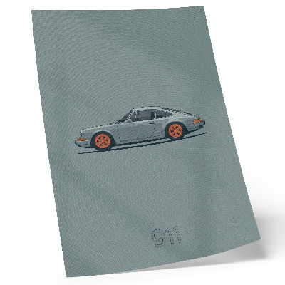 Affiche décorative Jantes orange de voiture classique sur fond gris