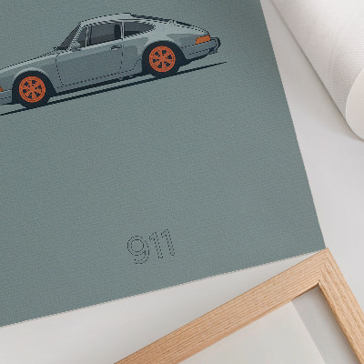 Affiche décorative Jantes orange de voiture classique sur fond gris