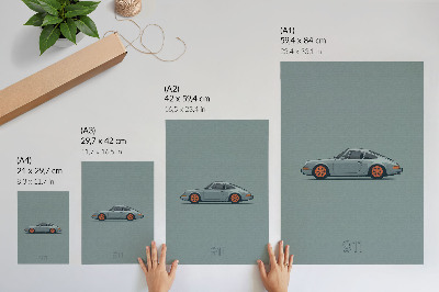 Affiche décorative Jantes orange de voiture classique sur fond gris