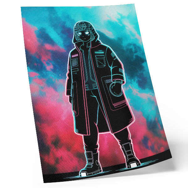 Affiche décorative Une silhouette futuriste se détachant sur le ciel, aux couleurs vives.