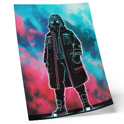 Affiche décorative Une silhouette futuriste se détachant sur le ciel, aux couleurs vives.