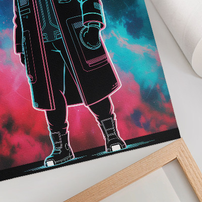 Affiche décorative Une silhouette futuriste se détachant sur le ciel, aux couleurs vives.