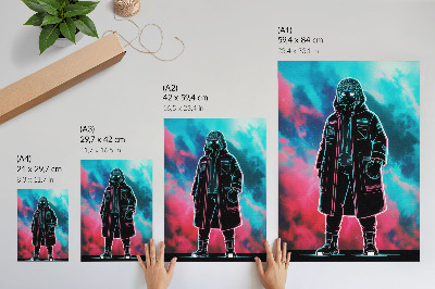 Affiche décorative Une silhouette futuriste se détachant sur le ciel, aux couleurs vives.
