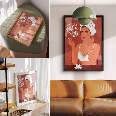 Décoration murale Portrait élégant en rouge et blanc d'une femme humoristique