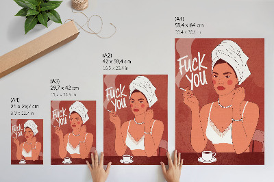 Décoration murale Portrait élégant en rouge et blanc d'une femme humoristique