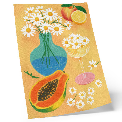Impression sur toile Fruits juteux, marguerites colorées, style illustratif