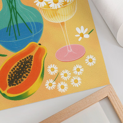 Impression sur toile Fruits juteux, marguerites colorées, style illustratif