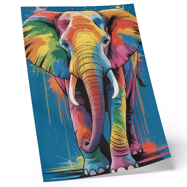 Décoration murale Éléphant coloré, couleurs contrastées, couleur intense
