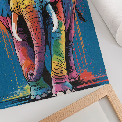 Décoration murale Éléphant coloré, couleurs contrastées, couleur intense