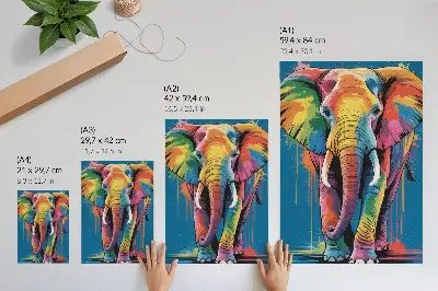 Décoration murale éléphant aux couleurs contrastées et intenses