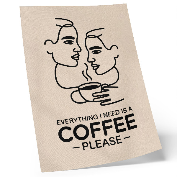 Affiche décorative contours de visage minimalistes tasse de café
