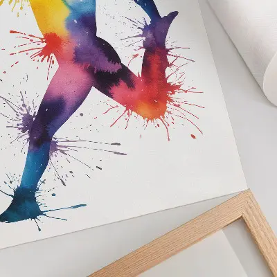 Affiche décorative représentant une silhouette aux couleurs vives brandissant une épée