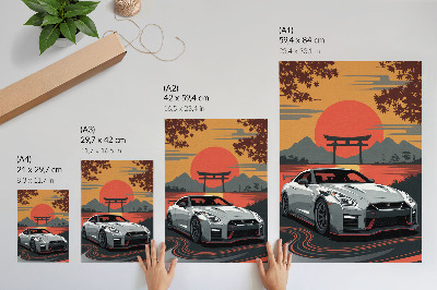 Affiche décorative Une voiture dans un paysage japonais harmonieux