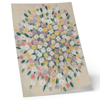 Impression sur toile fleurs colorées, feuilles pastel, fraîcheur
