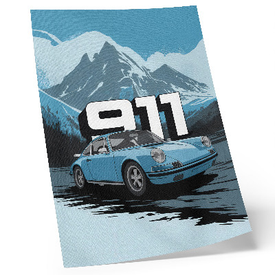 Affiche décorative Voiture classique, fond de montagne, grandes lettres