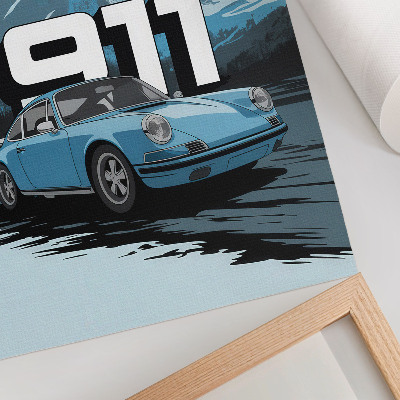 Affiche décorative Voiture classique, fond de montagne, grandes lettres