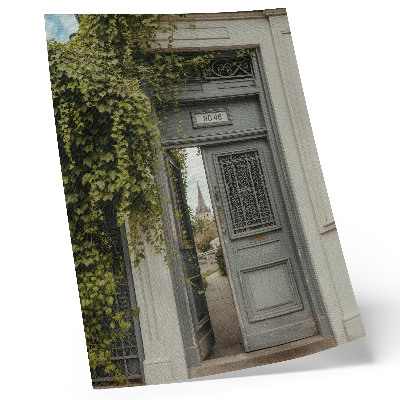 Impression sur toile Porte ancienne recouverte de lierre, chemin mystérieux