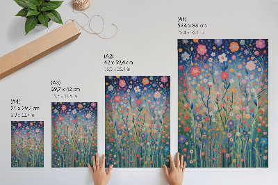 Décoration murale De magnifiques fleurs se détachant sur un ciel étoilé