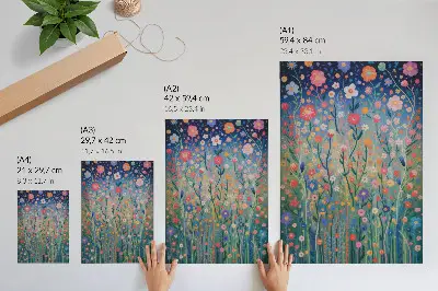 Décoration murale fleurs magnifiques sur ciel étoilé