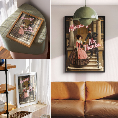 Impression sur toile costumes historiques inscriptions pastel modernité