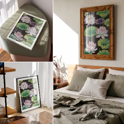 Décoration murale la beauté de la nature avec fleurs et feuilles vertes
