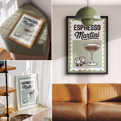 Impression sur toile Graphismes de style vintage pour espresso martini