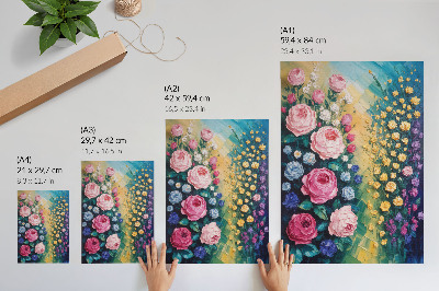 Affiche décorative Fleurs, roses, couleurs vives, atmosphère abstraite
