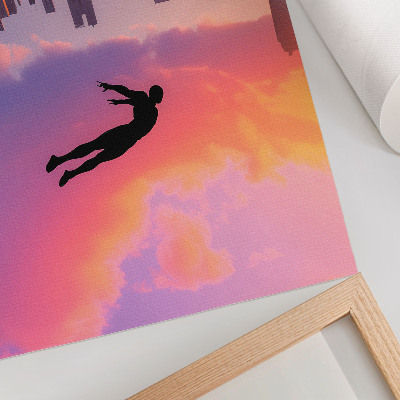 Affiche décorative Silhouette d'une ville moderne se détachant sur un ciel coloré