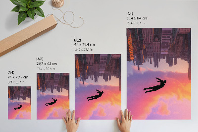 Affiche décorative Silhouette d'une ville moderne se détachant sur un ciel coloré