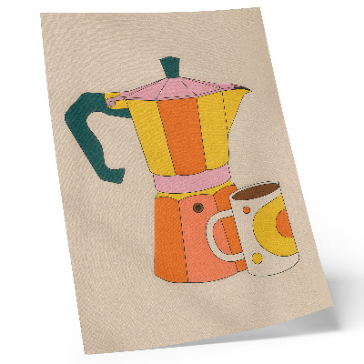 Décoration murale Cafetière et tasse géométriques, couleurs vives et optimistes