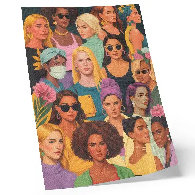Impression sur toile portraits colorés de femmes aux coiffures tendance