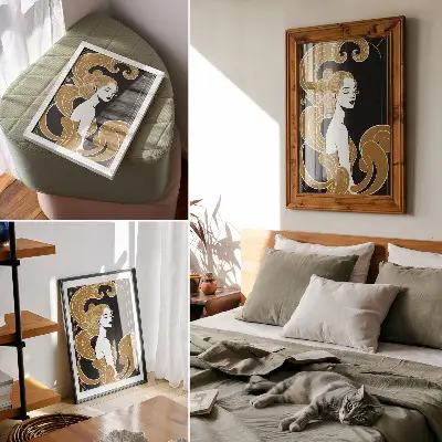 Affiche décorative femme élégante aux lignes artistiques contrastées