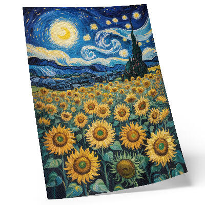 Décoration murale Un champ de tournesols sous un ciel étoilé