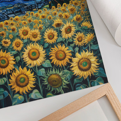 Décoration murale Un champ de tournesols sous un ciel étoilé