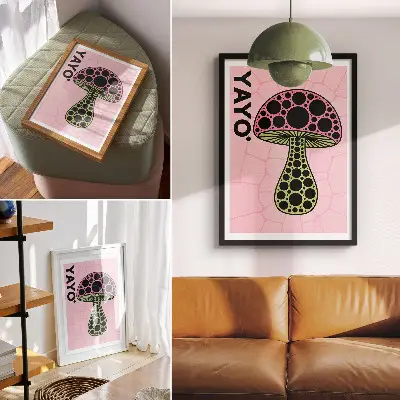 Affiche décorative géométrie des champignons style moderne