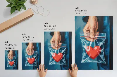 Affiche décorative avec contrastes marqués de rouge et bleu au style moderne