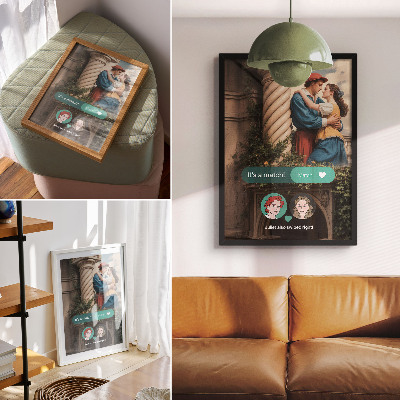 Impression sur toile Scène d'amour, ambiance classique, arrangement vert