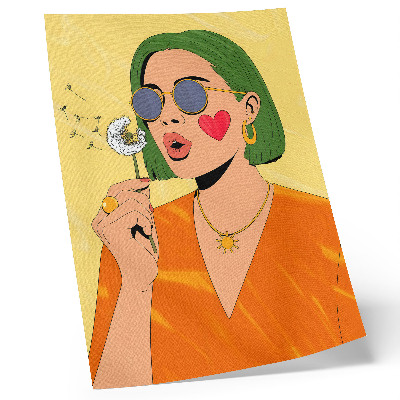 Impression sur toile Illustration pop art avec des cheveux verts