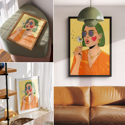 Impression sur toile Illustration pop art avec des cheveux verts