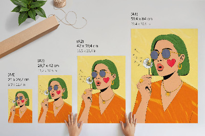 Impression sur toile Illustration pop art avec des cheveux verts