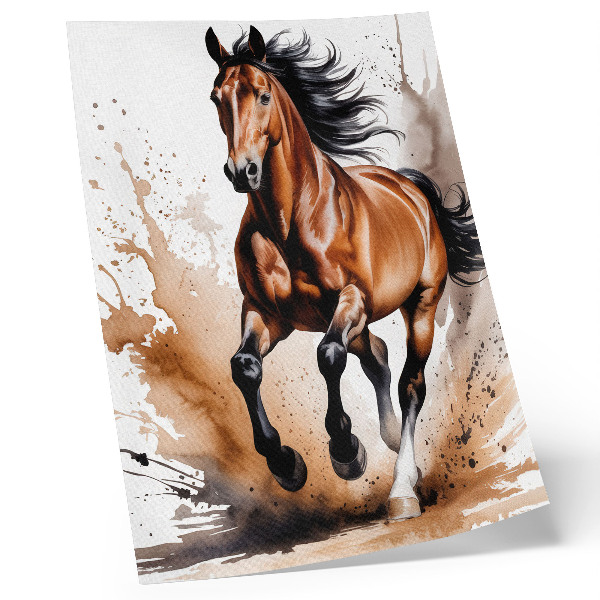 Décoration murale Chevaux en mouvement sur fond beige tacheté