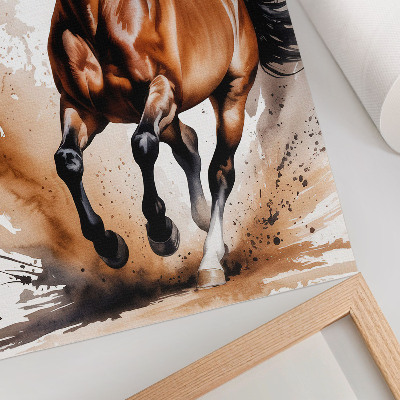 Décoration murale Chevaux en mouvement sur fond beige tacheté