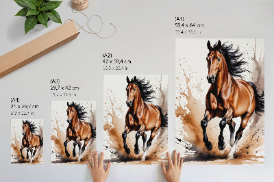 Décoration murale Chevaux en mouvement sur fond beige tacheté