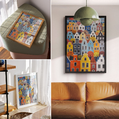 Impression sur toile Des immeubles colorés de formes et de couleurs variées en harmonie